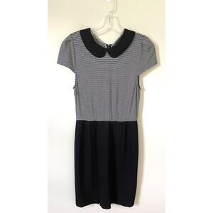 Alice + Olivia Knit Striped Mini Dress Black White Size Medium